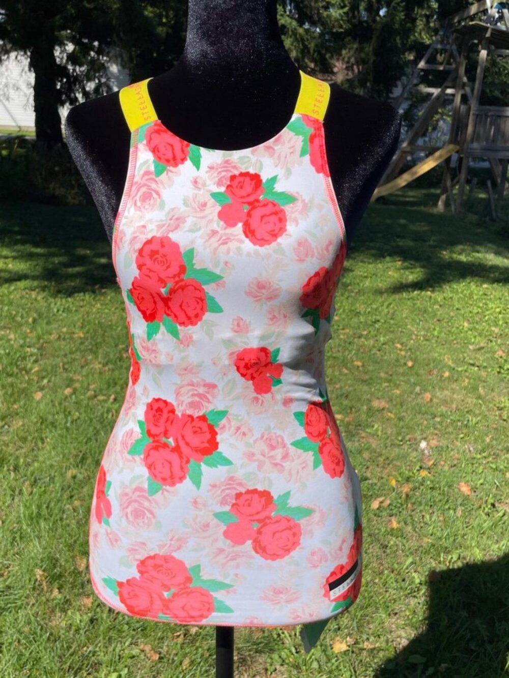 NWT Stellasport Adidas Tank Top Climalite Rose Star Y2K Yoga Unique Pilates XS